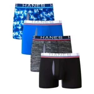 Hanes Premium Men's Xtemp Total Support Pouch 3+1 Boxer Briefs - Blue/Gray